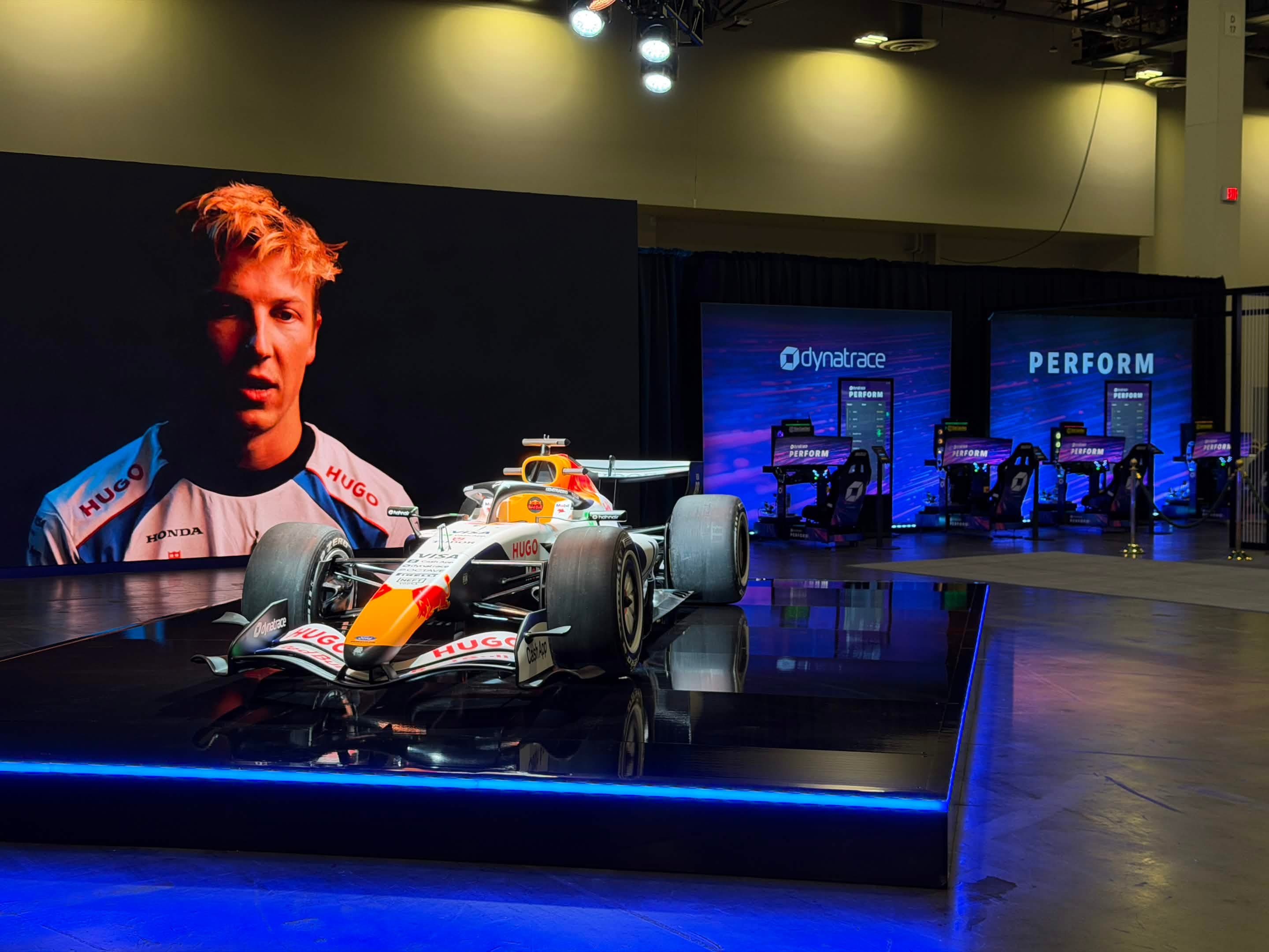 Motorsport event display with polished presentation